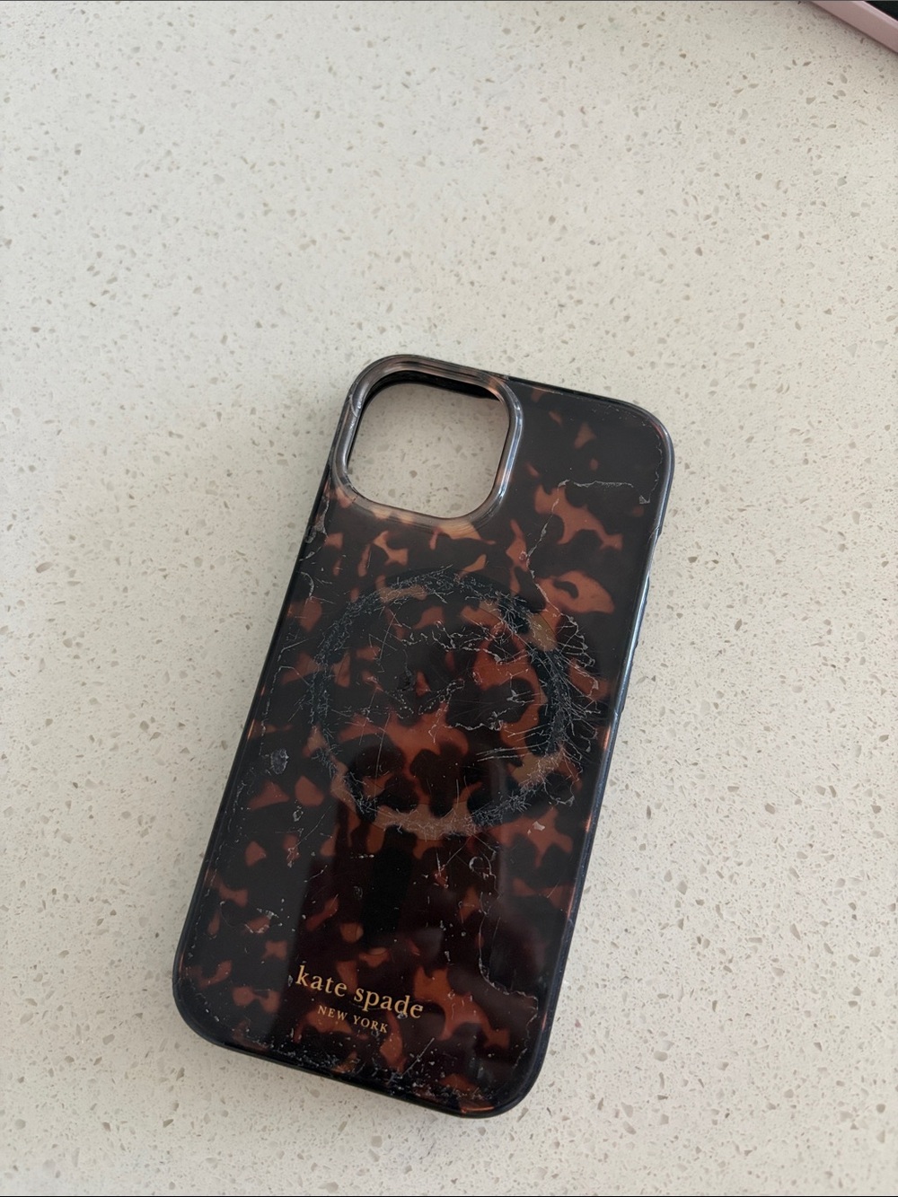 kate spade Tortoise Shell Pattern Glossy Phone Case - Brown & Black
